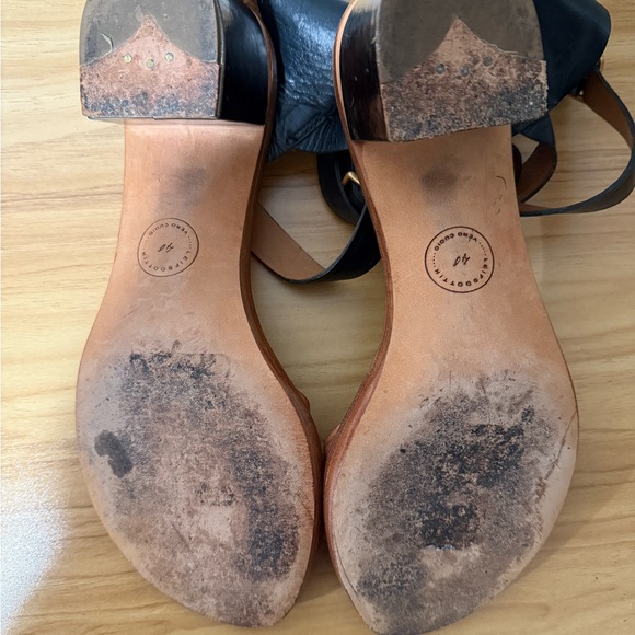 Anthropologie Leifsdottir Leather Block Heel Sandals – Women’s Size 40 - Picture 4 of 5